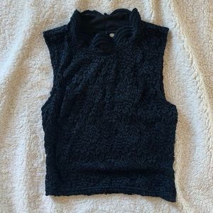Lace mock neck crop top